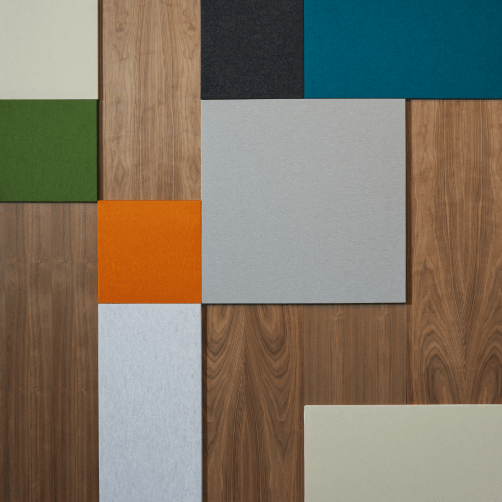 Various Wood Veneer + Acoustic Felt + Acoustic Fabric Panels